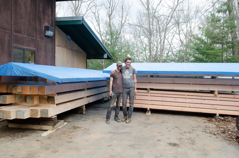 Raivo and Tom with timbers