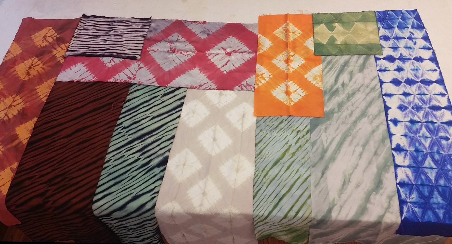 samples of shibori-dyed fabrics