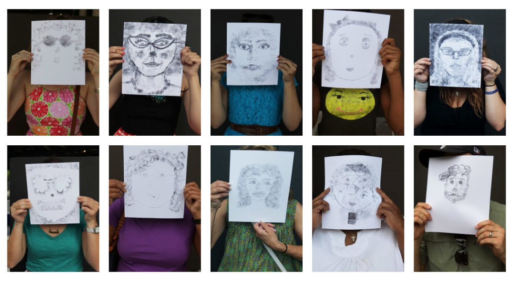 A few of the stamped portraits created by Nashville residents as part of "Our Town"