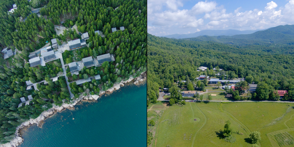 aerial views of the Haystack and Penland campuses