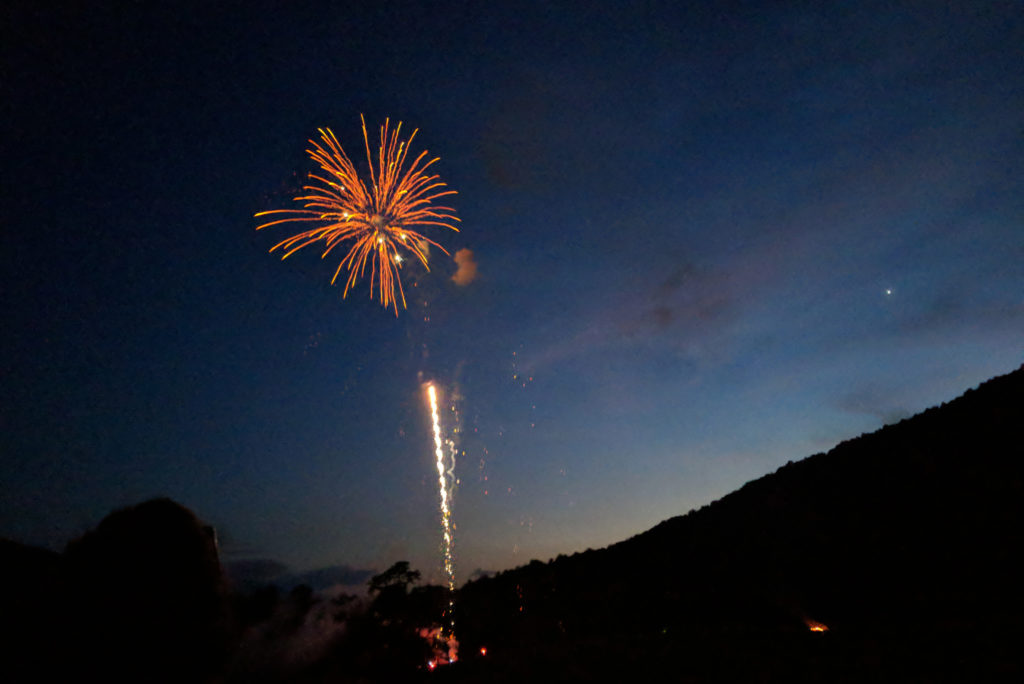 fireworks exploding over the knoll
