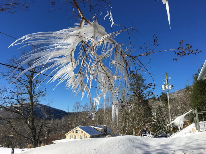 Some pretty wild icicles outside the letterpress studio. Photo by margret_mae
