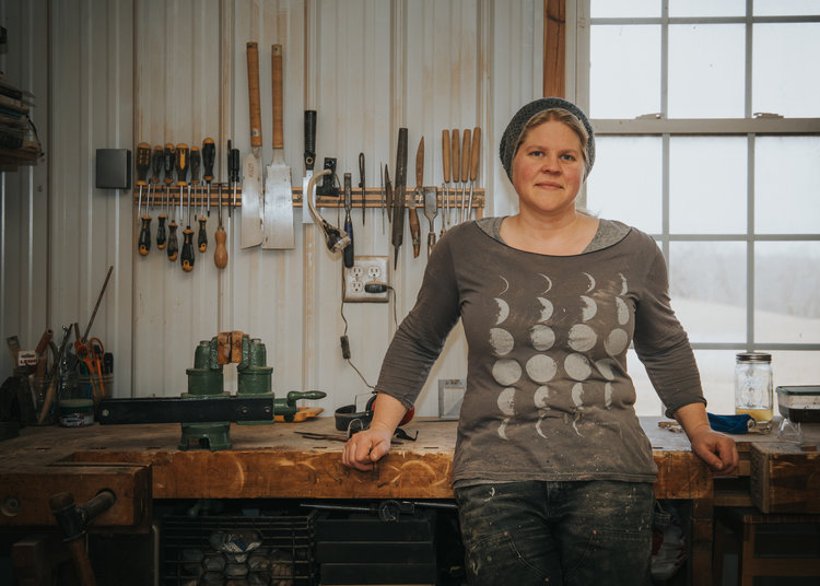 woman in woodworking shop