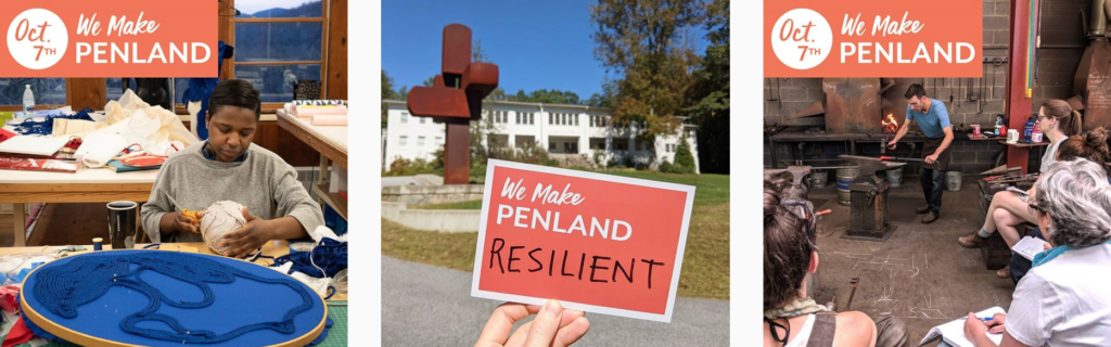 three images of Penland with the "We Make Penland" logo