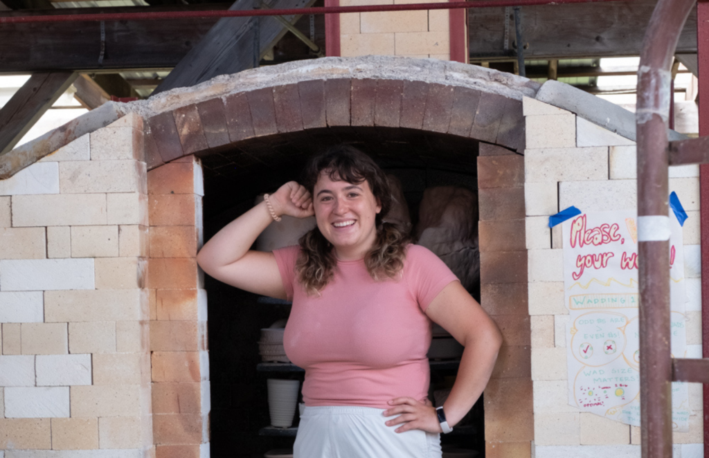 3. Clay studio intern Emily helping with the salt kiln!