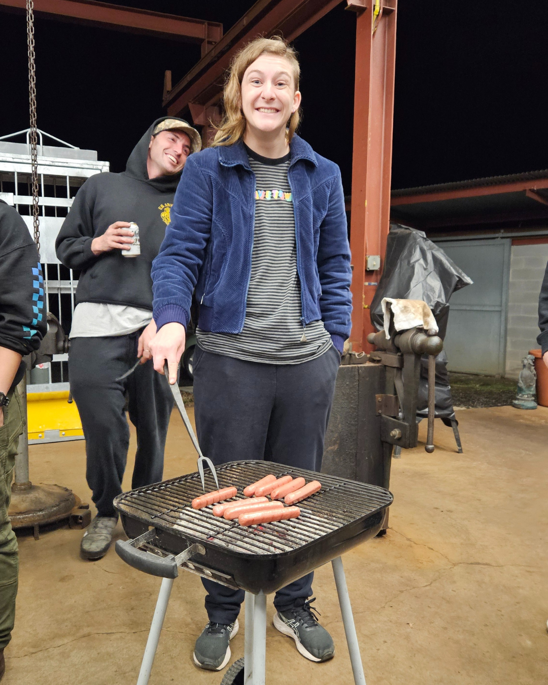 grilling dinner with freshly-made barbecue forks in the iron studio
