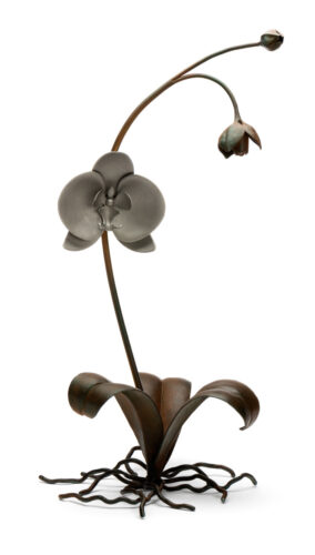 James (Coop) Cooper, Iron Orchids, iron, paint, 24 x 9 × 9 inches