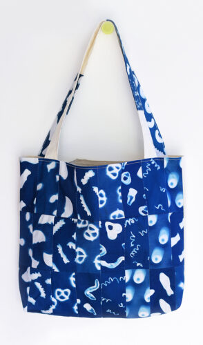 Betsy DeWitt, Snack Bag, cyanotype on cotton, 13 x 13 inches