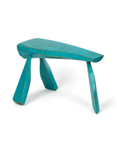 Ellie Richards, Wishbone Bench V, sawmill offcut spalted maple, milk paint, 18 x 36 x 12 inches