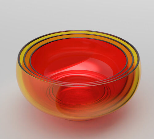Danielle Brensinger, Sunset Nesting Bowls, blown glass, largest; 4-1/2 x 8-1/4 x 8-1/4 inches