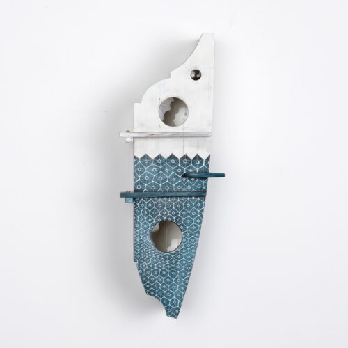 Katie Hudnall, Trunk Fish Cabinet, found wood, glass, fasteners, polychrome, lacquer, 18 x 6 x 4 inches