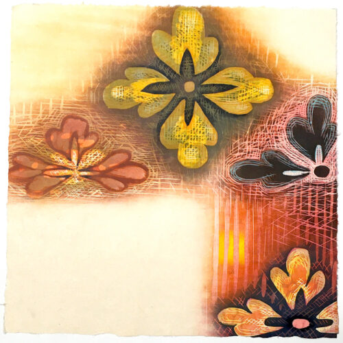 Karen Kunc, Florets, color woodcut on Japanese paper, 14 x 14 inches