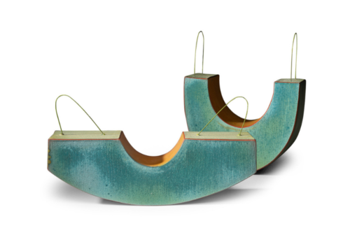 Lynn Duryea, Insert/Wide and Insert/Deep, earthenware and kanthol wire, 8-1/2 x 16 x 3-1/2 inches, 13 x 10-1/2 x 3-3/4 inches