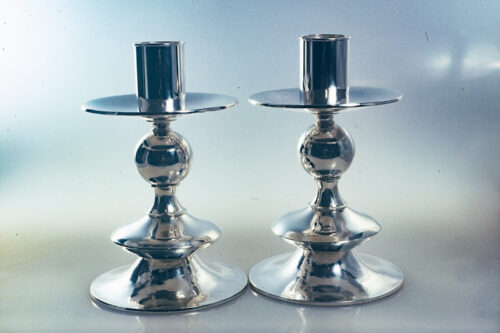 Tom Beard, Candlesticks, sterling silver, 20 x 6 inches each