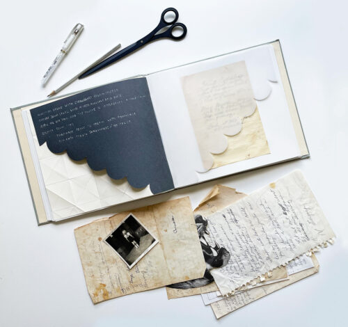 Hollie Chastain, Memoir Study 1, paper, mylar, pen, 18 x 9 inches