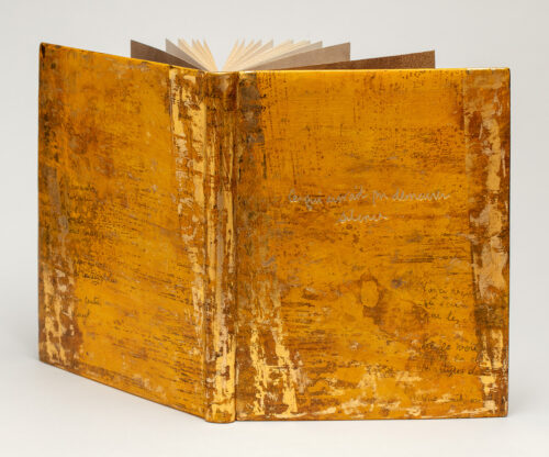 Coleen Curry, Ce qui aurait pu demeurer silence, leather, suede, gold, 9 x 7 x 3/4 inches