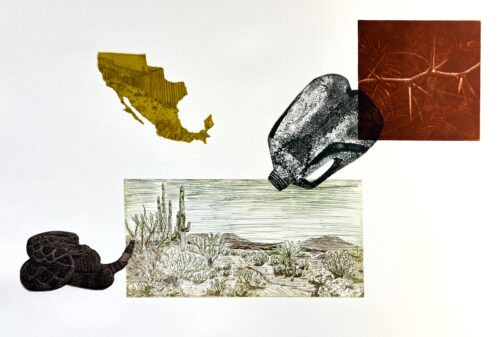 J. Leigh Garcia, Dangers of the Desert, intaglio, 22 x 30 inches