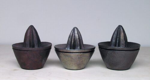 Lindsay Oesterritter, Juicers, iron-rich stoneware, 5 x 4-1/2 x 4-1/2 inches