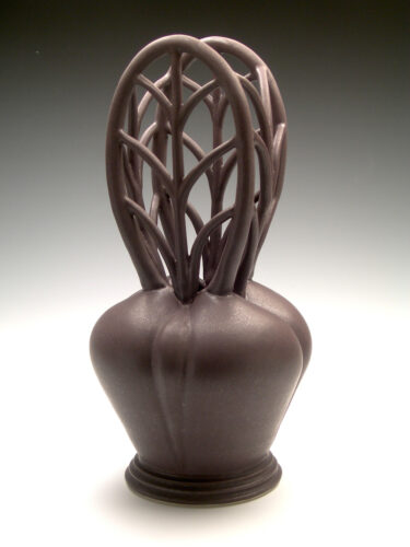Neil Patterson, Black Flower Arranger, stoneware, 11 x 5 x 5 inches