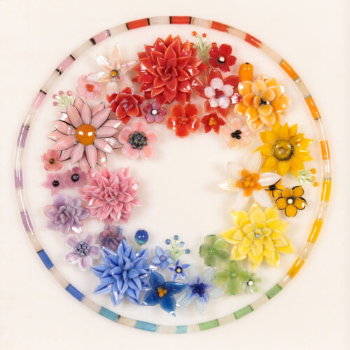 Kari Russell-Pool, detail of Color Wheel Series, flameworked glass, 8 x 8 x 1-1/2 inches