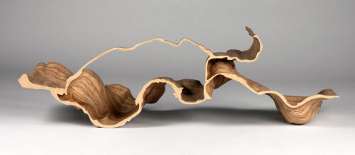 Adrien Segal, Molalla River Meander, carved plywood, 15 x 46 x 11 inches
