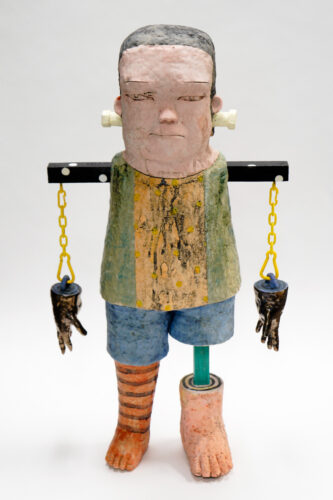 Kensuke Yamada, Frankenstein, ceramic, 42-1/2 x 21 x 8 inches