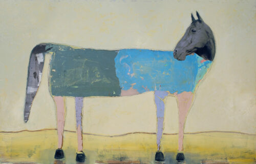 Holly Roberts, Horse Looking Back, mixed media, 30 x 47 inches